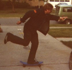 Dick on a skateboard