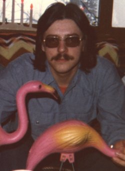 Larry with some flamingos