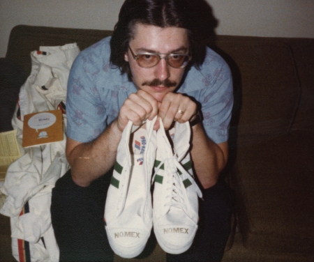 Larry with the dreaded Nomex racing shoes